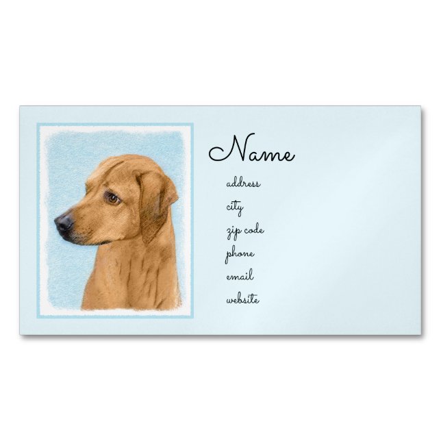 Rhodesian Ridgeback Painting - Original Hund Art Magnetiska Visitkort (Framsida)