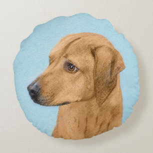 Rhodesian Ridgeback Painting - Original Hund Art Rund Kudde