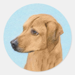 Rhodesian Ridgeback Painting - Original Hund Art Runt Klistermärke