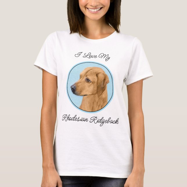 Rhodesian Ridgeback Painting - Original Hund Art T Shirt (Framsida)