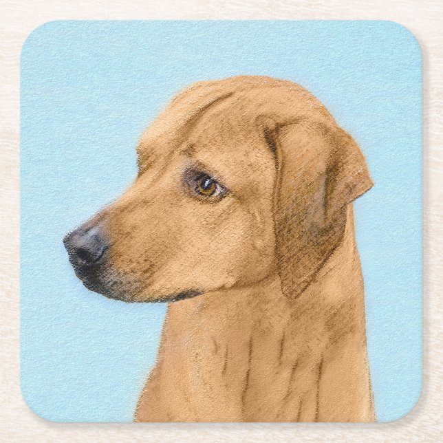 Rhodesian Ridgeback Painting - Original Hund Art Underlägg Papper Kvadrat (Framsidan)