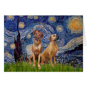 Rhodesian Ridgeback Pair - Starry Natt Hälsningskort