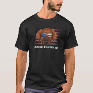 Rhodesian Ridgeback Pappa American Hund US Flagga T Shirt