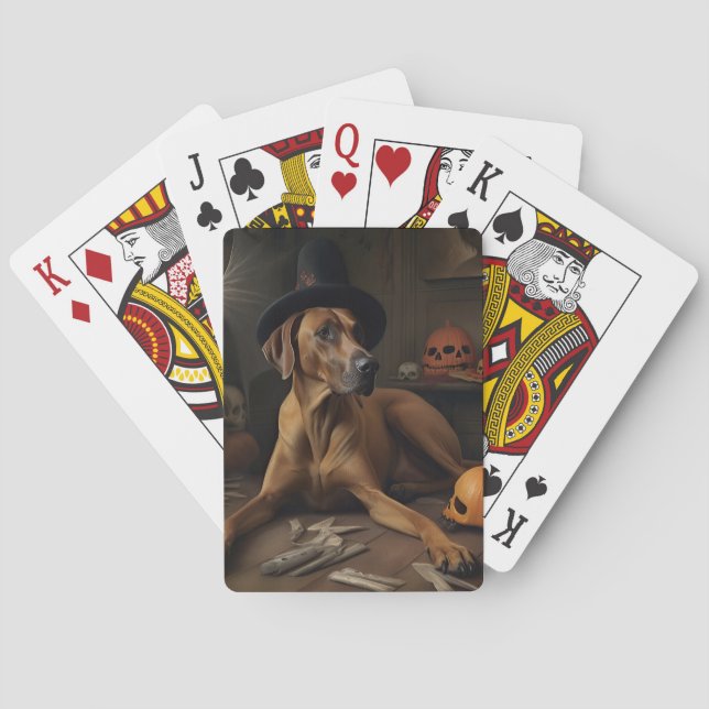Rhodesian Ridgeback Pumpkins Halloween Scary Casinokort (Baksidan)