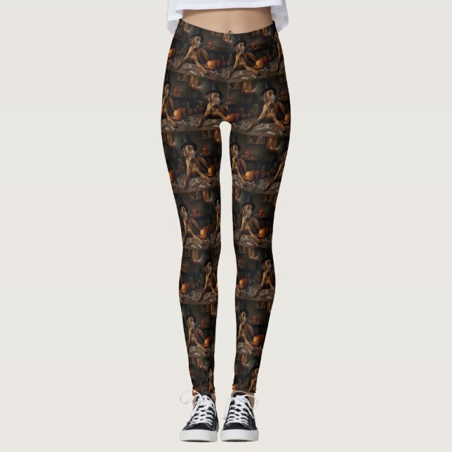 Rhodesian Ridgeback Pumpkins Halloween Scary Leggings (Framsida)