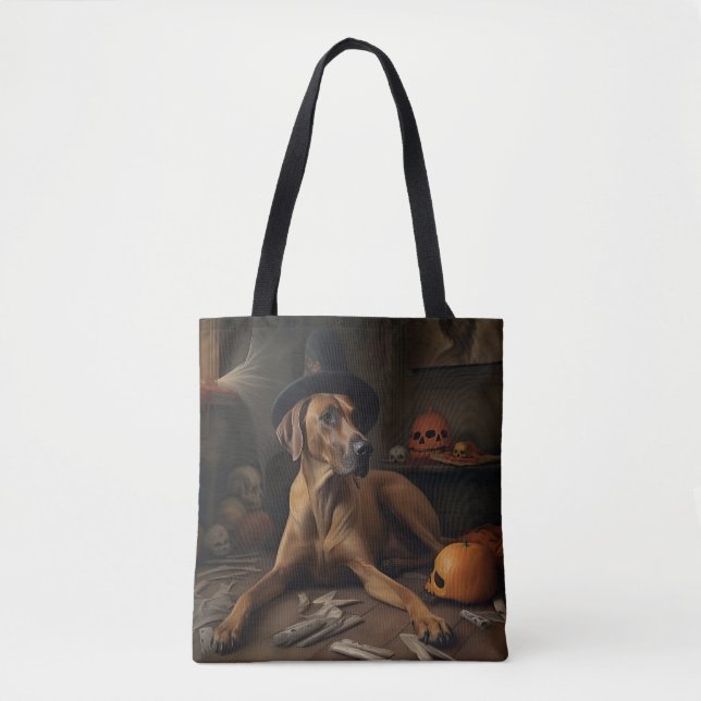 Rhodesian Ridgeback Pumpkins Halloween Scary Tygkasse (Framsida)