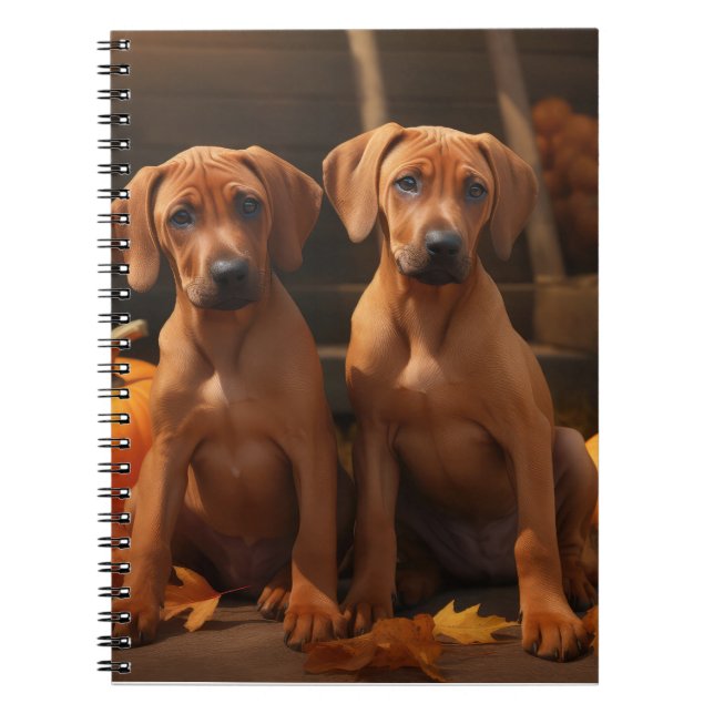 Rhodesian Ridgeback Puppy Autumn Delight Pumpkin Anteckningsbok (Framsidan)