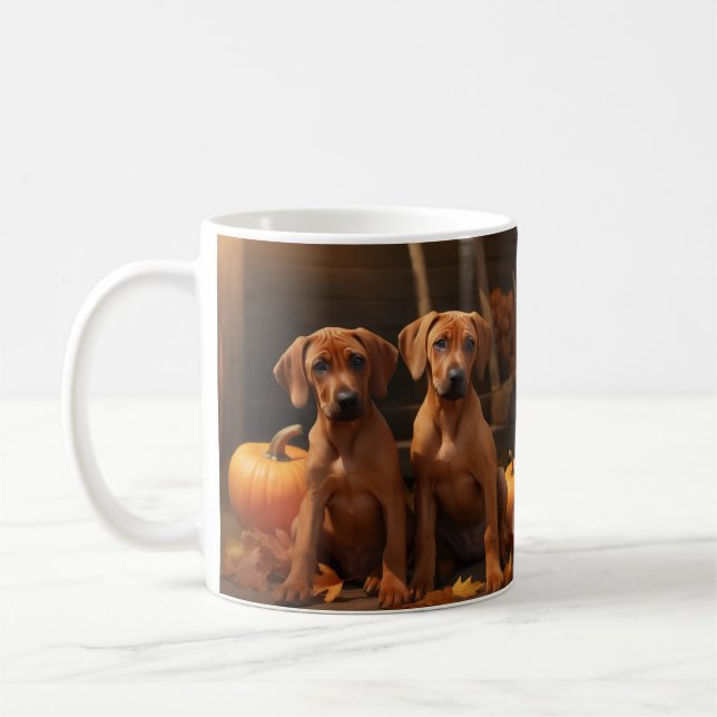 Rhodesian Ridgeback Puppy Autumn Delight Pumpkin Kaffemugg (Vänster)