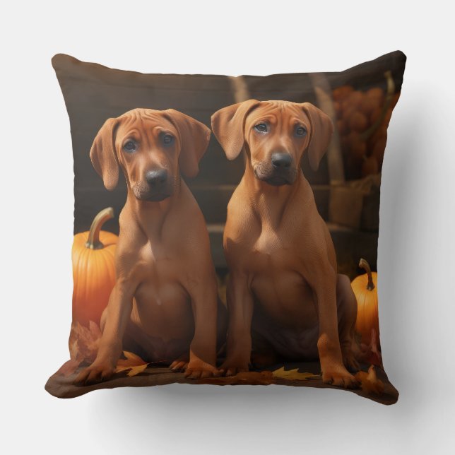 Rhodesian Ridgeback Puppy Autumn Delight Pumpkin Kudde (Framsida)