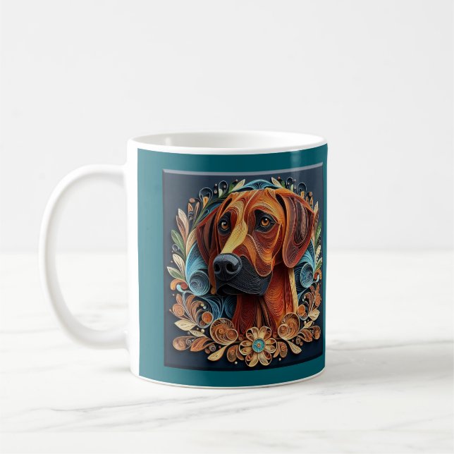 Rhodesian Ridgeback Quilling Style Art Mugg (Vänster)