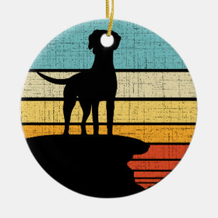 Rhodesian Ridgeback Retro Vintage 60 s 70-tal Hund Julgransprydnad Keramik