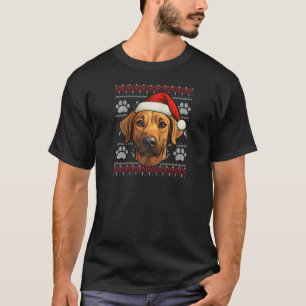 Rhodesian Ridgeback Santa Hat Rolig hund jul T Shirt