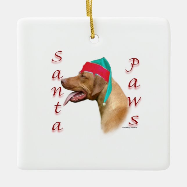 Rhodesian Ridgeback Santa Tassar Julgransprydnad Keramik (Framsida)