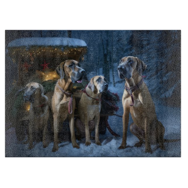 Rhodesian Ridgeback Snowy Sleigh-juldekretet (Framsidan)