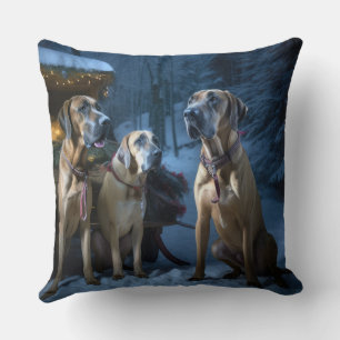 Rhodesian Ridgeback Snowy Sleigh-juldekretet Kudde