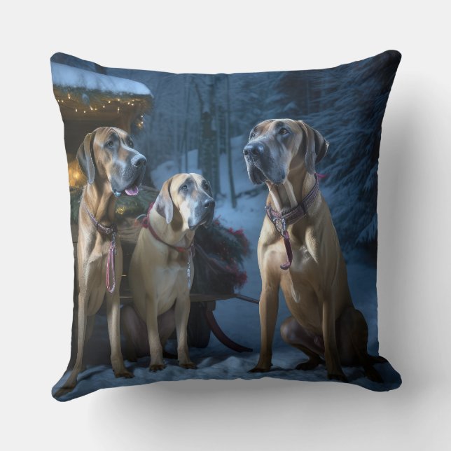 Rhodesian Ridgeback Snowy Sleigh-juldekretet Kudde (Baksida)