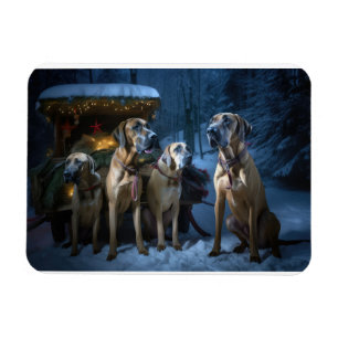 Rhodesian Ridgeback Snowy Sleigh-juldekretet Magnet