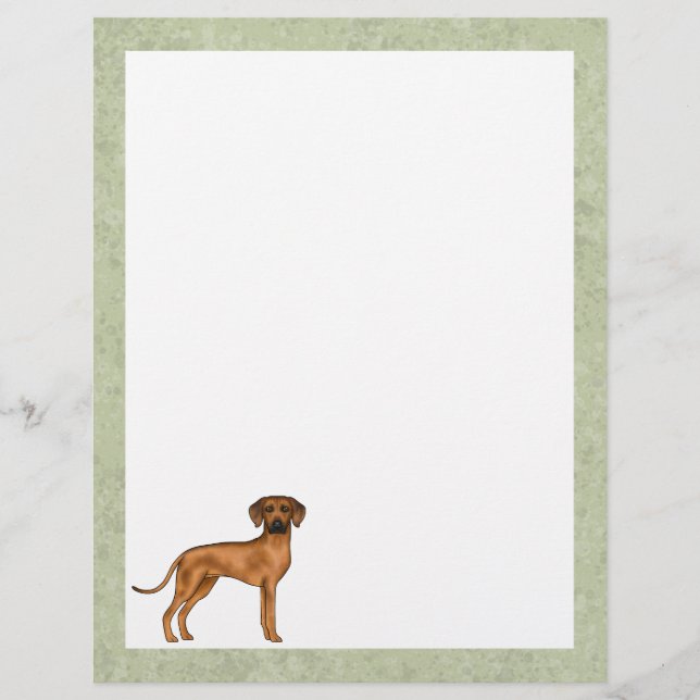 Rhodesian Ridgeback Söt Afrikansk Lejon Hund Grön Brevhuvud (Framsida)