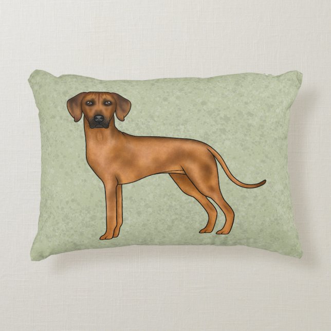 Rhodesian Ridgeback Söt Afrikansk Lejon Hund Grön Prydnadskudde (Framsidan)