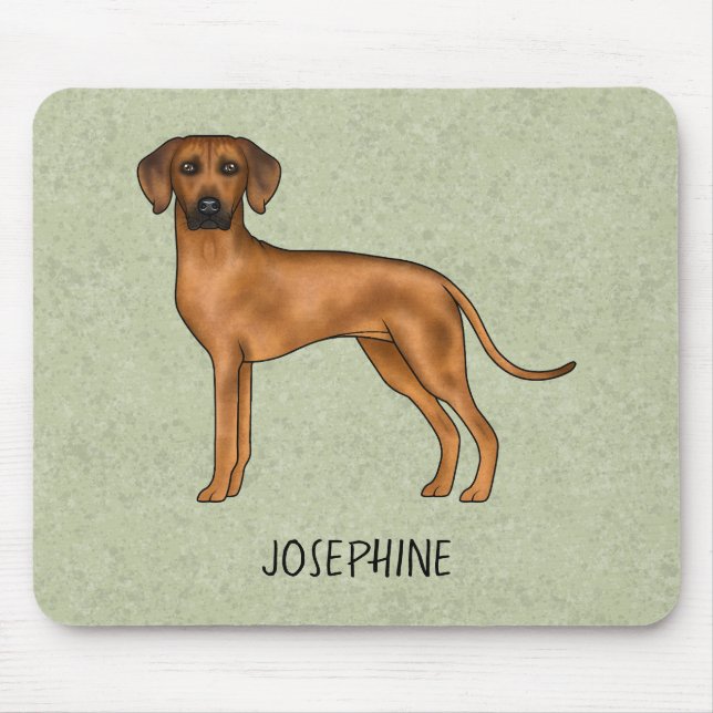 Rhodesian Ridgeback Söt Brun Hund Med Namn Grön Musmatta (Framsidan)