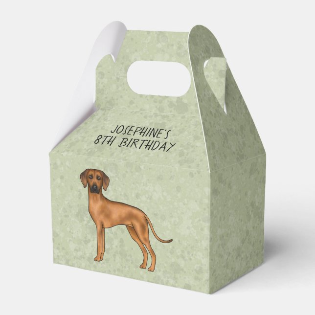 Rhodesian Ridgeback Söt Brun Hund Med Text Grön Presentaskar (Framsidan Sidan)