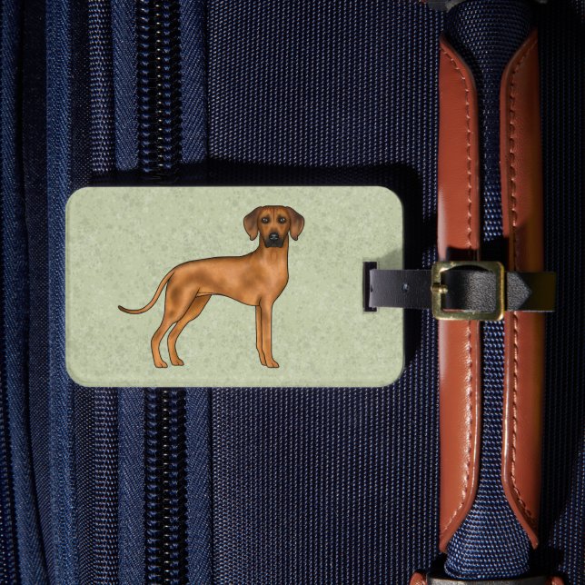 Rhodesian Ridgeback Söt Brun Lejon Hund Grön Bagagebricka (Framsida Insitu 4)