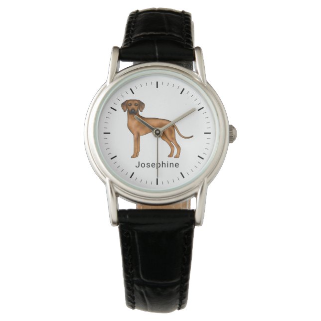 Rhodesian Ridgeback Söt Brun Lejon Hund Med Namn Armbandsur (Framsida)