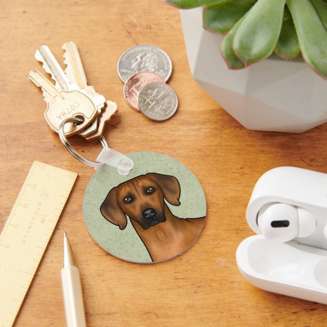 Rhodesian Ridgeback Söt Brun Lejon Hund Med Namn Nyckelring (Skrivbord)