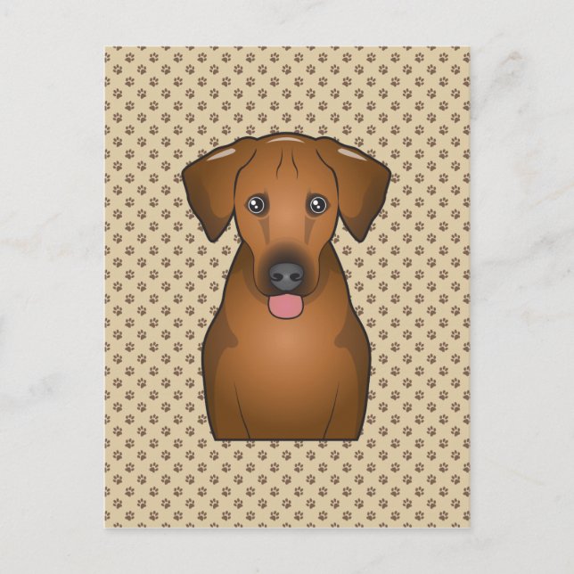 Rhodesian Ridgeback-Tecknad Vykort (Framsida)