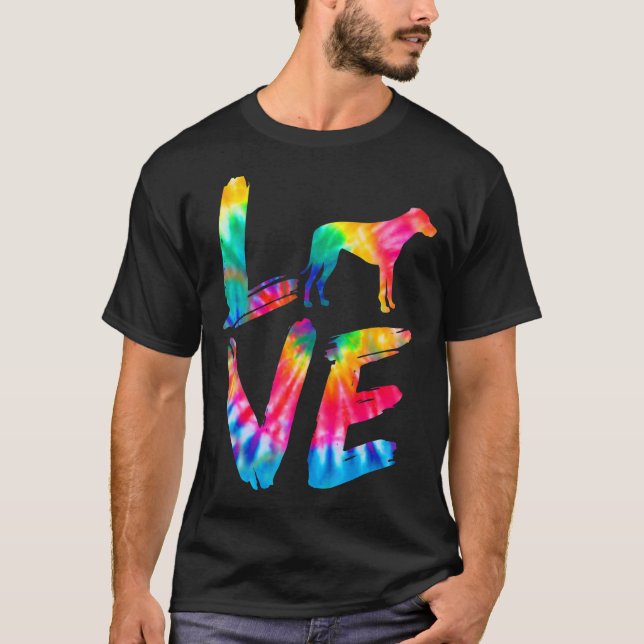 Rhodesian Ridgeback Tie Dye Kärlek Hund Mamma Papp T Shirt (Framsida)