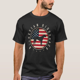 Rhodesian Ridgeback USA flagga 4 juli Hund Pappa T Shirt