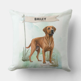 Rhodesian Ridgeback Watercolor Personalized Dog Kudde