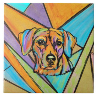 Rhodesian Ridgeback Watercolor Porträtt Kakelplatta