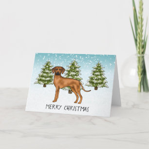Rhodesian Ridgeback with Text Snowy Winter Forest Kort