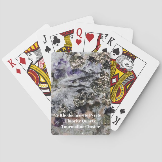 Rhodochrosite Pyrite Fluorite Quartz Tourmaline Casinokort (Baksidan)