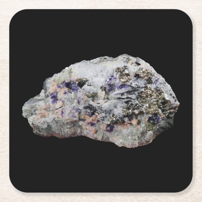 Rhodochrosite Pyrite Fluorite Tourmaline Underlägg (Framsidan)