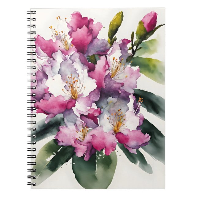 Rhododendron - Akvarellblommor Anteckningsbok (Framsidan)