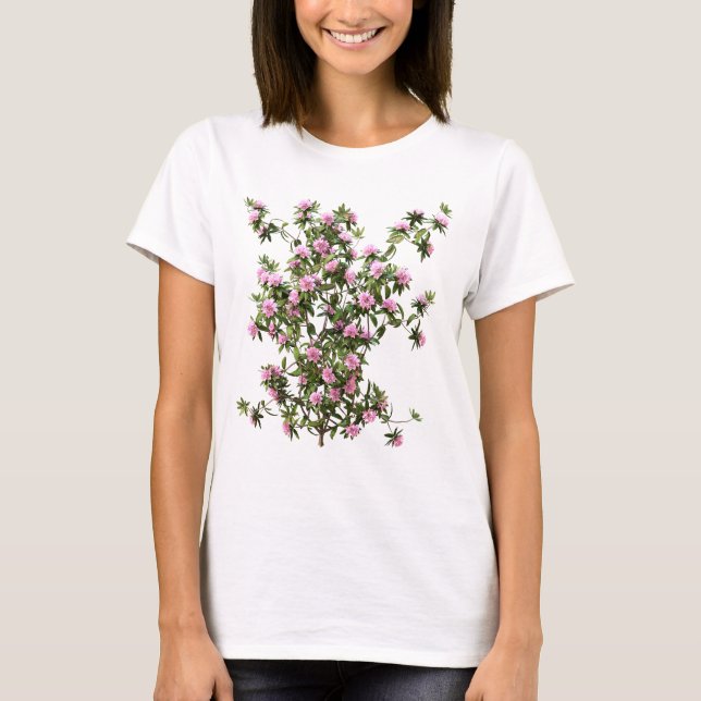 Rhododendron Botanisk Blomma T Shirt (Framsida)
