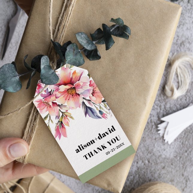 Rhododendron branch and flowers typography wedding presentetikett (Skapare uppladdad)