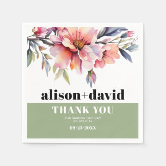 Rhododendron peach-pink flowers typography wedding pappersservett