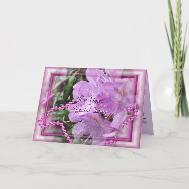 Rhododendron & Pearls - anpassa valfri tillfälle Kort (Framsida)
