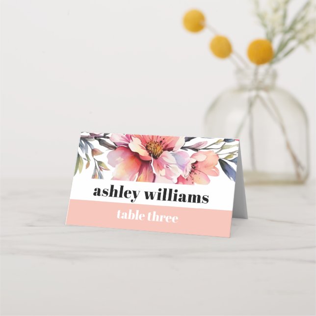 Rhododendron with Peach-pink flowers wedding Placeringskort (Framsida)