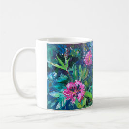 rhododendronblommor, impressionistisk målning kaffemugg