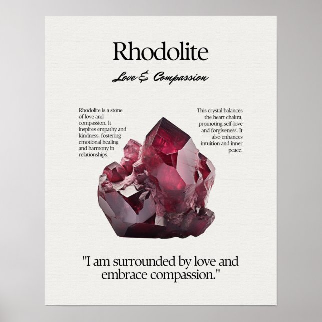 Rhodolite Gem Crystal-vykort Poster (Framsidan)