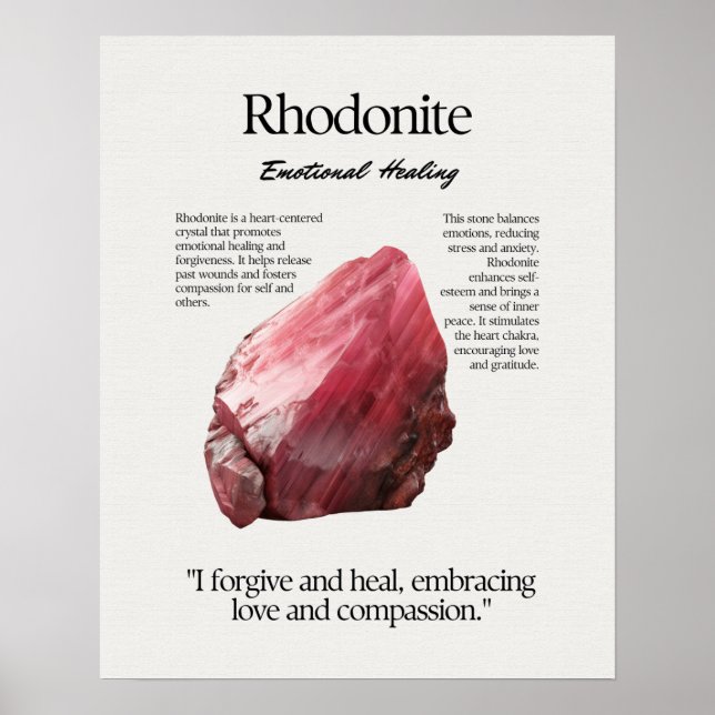 "Rhodonite Gem Crystal" (kort för kryptering) Poster (Framsidan)