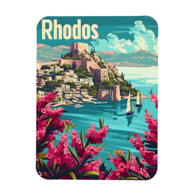 Rhodos Greece Vintage Magnet (Vertikal)