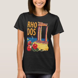 Rhodos Grekland Antikens Tempel Gult Resa T Shirt