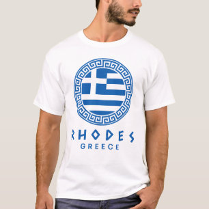 Rhodos och Flagga i Grekland Manar White T Shirt