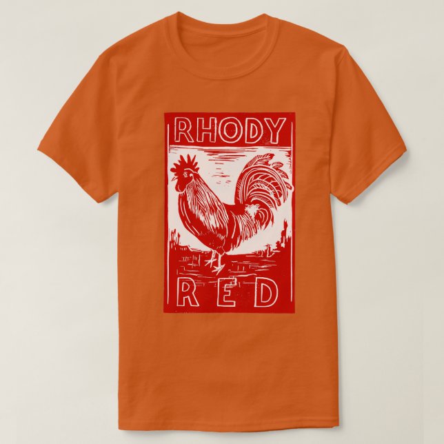 Rhody Red Tupp original handcarved linocut desi de T Shirt (Design framsida)