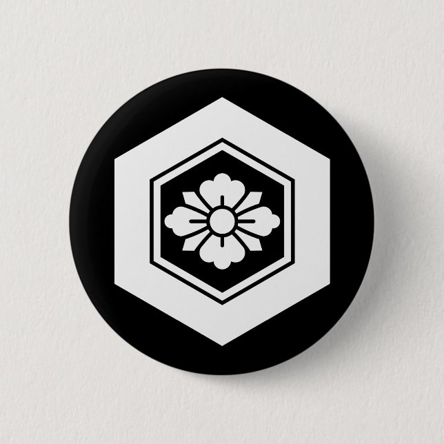 Rhomb blomma med svärd i sköldpadda knapp (Framsida)